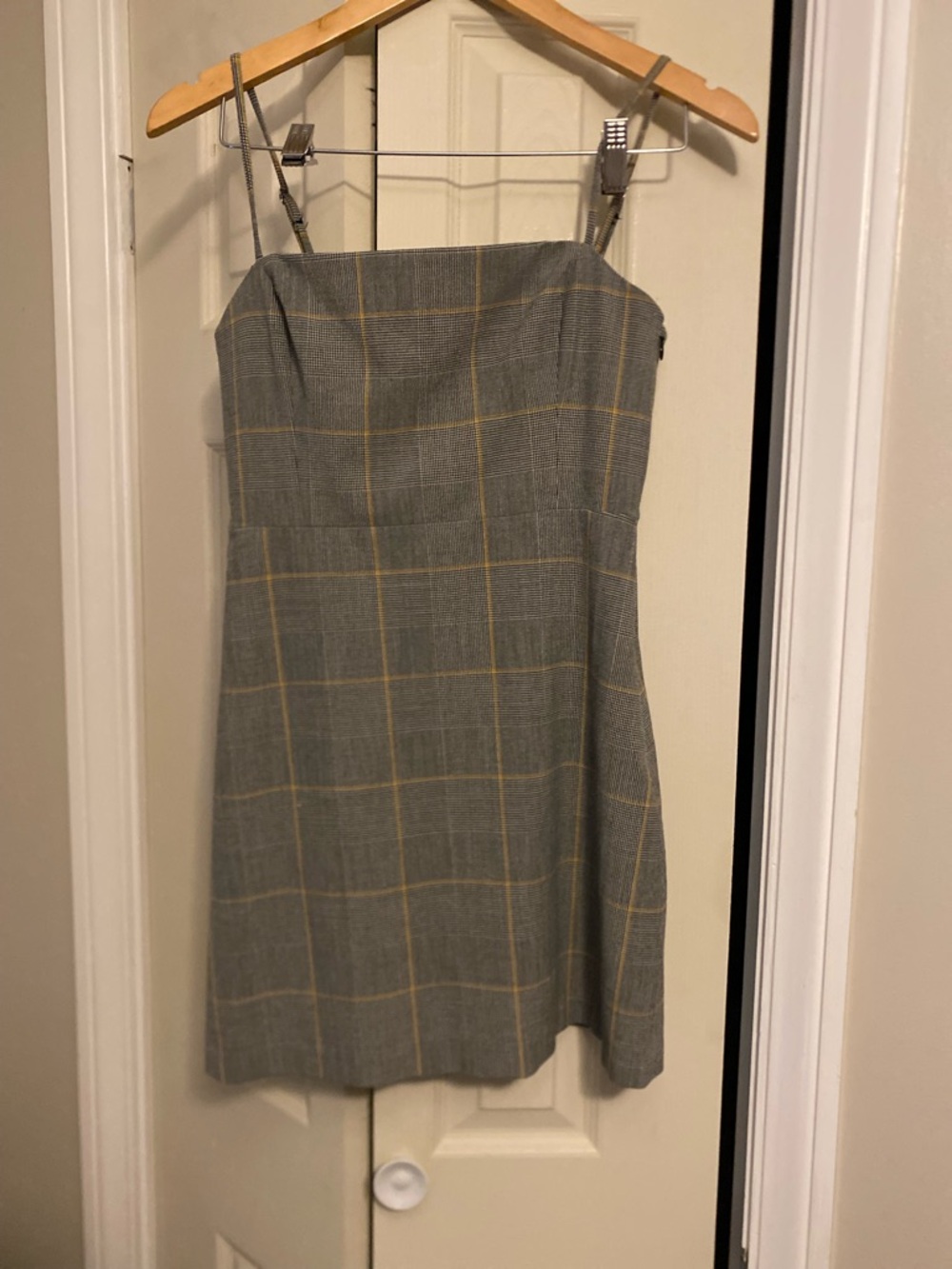 Wilfred Gray Plaid Mini Dress with Yellow Windowpane